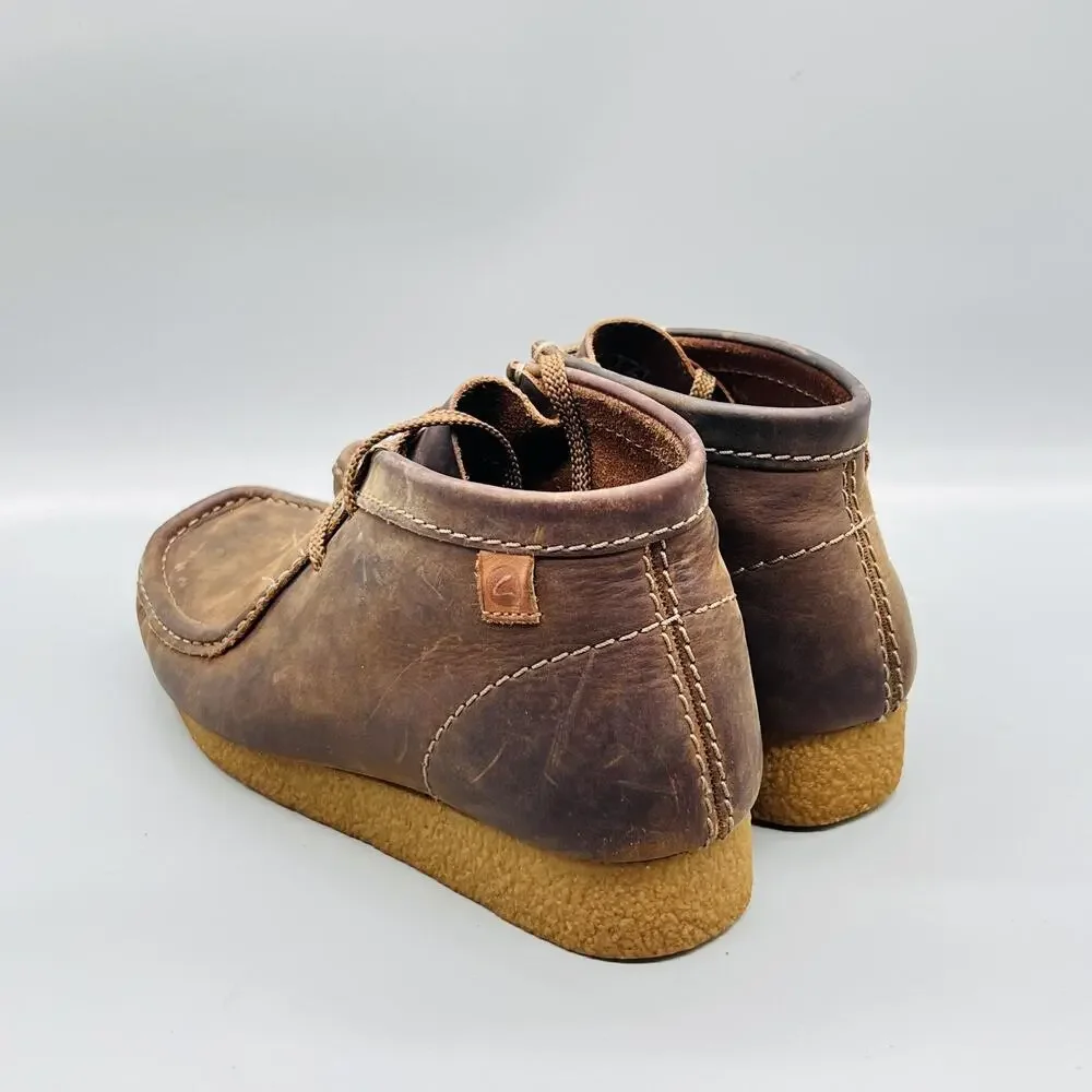 Clarks Boots Mens 8 Brown Leather Wallabee Chukka Moccasin Casual Comfort Shoes